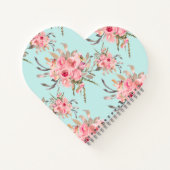 Blush roze bloemen op lichtblauw notitieboek (Achterkant)