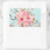 Blush roze bloemen op lichtblauw rechthoekige sticker (Tas)