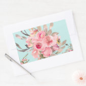 Blush roze bloemen op lichtblauw rechthoekige sticker (Envelop)