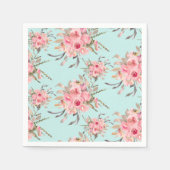 Blush roze bloemen op lichtblauw servet (Voorkant)