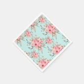 Blush roze bloemen op lichtblauw servet (Hoek)