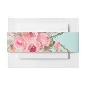 Blush roze bloemen op lichtblauw uitnodigingen wikkel (Voorkant Voorbeeld)