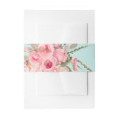 Blush roze bloemen op lichtblauw uitnodigingen wikkel (Voorkant Voorbeeld)