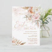 Blush roze bloemen paasbrunch kaart (Staand voorkant)