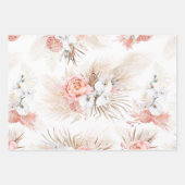 Blush Roze Bloemen Pampas Grass Patroon Elegant Inpakpapier Vel (Voorkant)
