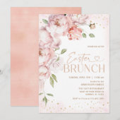 Blush Roze Bloemen Pasen Brunch Kaart (Voorkant / Achterkant)