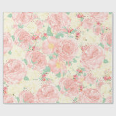 Blush roze bloemen pastel rozen cadeaupapier (Vlak)