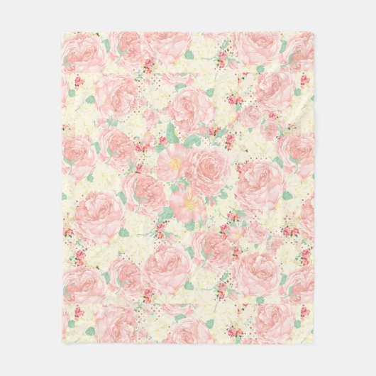 Blush roze  bloemen pastel rozen fleece deken (Voorkant)