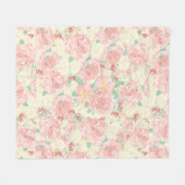 Blush roze  bloemen pastel rozen fleece deken (Voorkant (Horizontaal))
