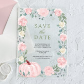 Blush Roze Bloemen Pompoen Huwelijk Save the Date Acryl Uitnodigingen