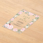 Blush Roze Bloemen Pompoen Huwelijk Save the Date Acryl Uitnodigingen (Laagn)