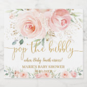 Blush Roze Bloemen Pop de Bubbly Mousserende Wijn Sparkling Wijnetiket (Enkel label)