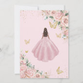 Blush Roze Bloemen Prinses Goud Quinceanera 15 XV Kaart (Achterkant)