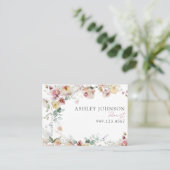  Blush Roze Bloemen QR Code Professioneel Visitekaartje (Staand voorkant)