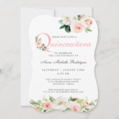 Blush Roze Bloemen Quinceanera Feest Viering Kaart (Voorkant)