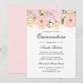  Blush Roze Bloemen Quinceanera Invitation Kaart (Voorkant / Achterkant)
