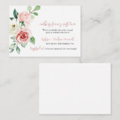 Blush Roze Bloemen Receptie Kaart Notitiekaartje (Voorkant / Achterkant)