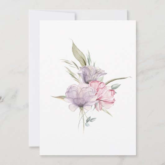 *~* Blush Roze Bloemen Roos AR15 BRUILOFT RSVP + Kaart (Achterkant)