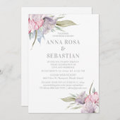*~* Blush Roze Bloemen Roos AR15 BRUILOFT RSVP + Kaart (Voorkant / Achterkant)