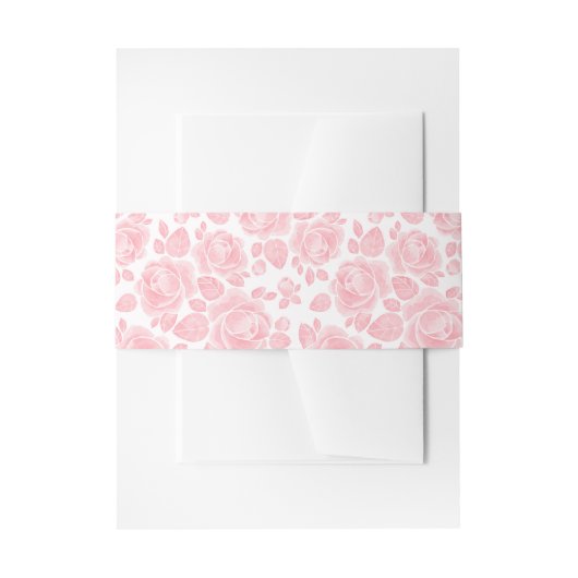 Blush roze Bloemen Roos bruiloft Uitnodigingen Wikkel (Voorkant Voorbeeld)