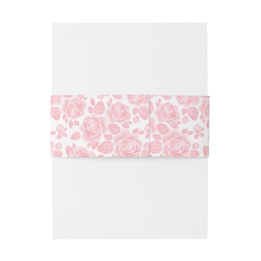 Blush roze Bloemen Roos bruiloft Uitnodigingen Wikkel (Achterkant Voorbeeld)