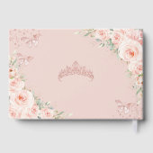 Blush Roze Bloemen Roos Gouden Vlinder Quinceanera Gastenboek (Achterkant)