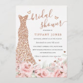 Blush Roze Bloemen Roos Jurk Vrijgezellenfeest Folie Uitnodiging (Voorkant)