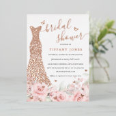 Blush Roze Bloemen Roos Jurk Vrijgezellenfeest Folie Uitnodiging (Staand Voorkant)