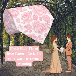 Blush Roze Bloemen Roos Patroon Stropdas