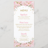 Blush Roze Bloemen Roos pioen bruiloft menu (Voorkant)