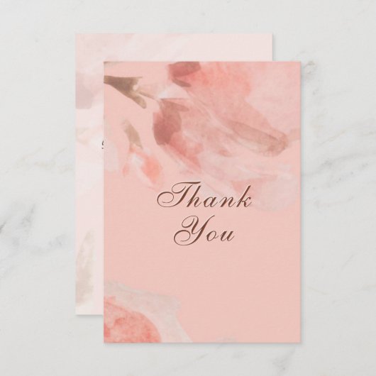 Blush Roze Bloemen Roos Waterverf Bruiloft Bedankkaart (Voorkant / Achterkant)