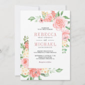 Blush Roze Bloemen Rozen Alles in Een Huwelijk Kaart (Voorkant)