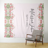 Blush Roze Bloemen Rozen Bruiloft Achtergrond Wandkleed (In Situ (horizontaal))