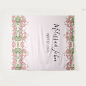 Blush Roze Bloemen Rozen Bruiloft Achtergrond Wandkleed (Voorkant (horizontaal))