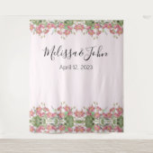 Blush Roze Bloemen Rozen Bruiloft Achtergrond Wandkleed (Voorkant)