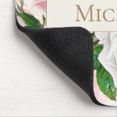 Blush Roze Bloemen Rozen Naam Muismat (Hoek)