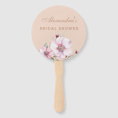 Blush Roze Bloemen Rozen Vrijgezellenfeest Handwaaier (Voorkant)