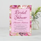 Blush Roze Bloemen Rozen Vrijgezellenfeest Monogra Kaart (Staand voorkant)