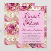 Blush Roze Bloemen Rozen Vrijgezellenfeest Monogra Kaart (Voorkant / Achterkant)