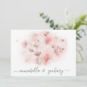 *~* Blush roze bloemen RSVP QR AR26 Floral WEDDING Kaart (Staand voorkant)