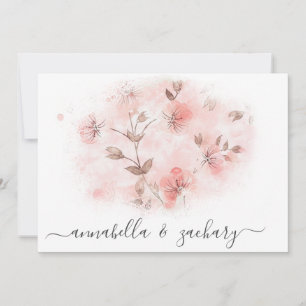 *~* Blush roze bloemen RSVP QR AR26 Floral WEDDING Kaart