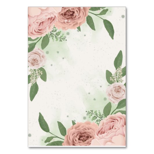 Blush roze bloemen Sage groene bladeren zitgrafiek Kaart (Achterkant)