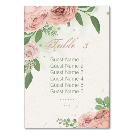 Blush roze bloemen Sage groene bladeren zitgrafiek Kaart (Voorkant)