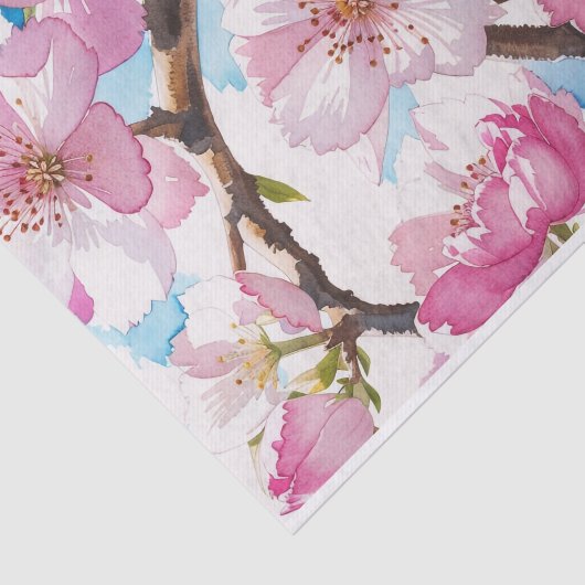Blush Roze Bloemen Sakura Bloesem Decoupage Tissuepapier (Detail)