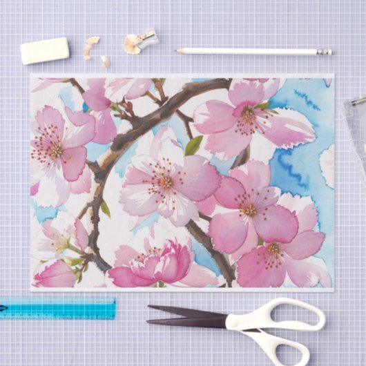 Blush Roze Bloemen Sakura Bloesem Decoupage Tissuepapier (Craft)