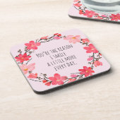  Blush Roze Bloemen Schattigee Typografie Bier Onderzetter (Linkerzijde)