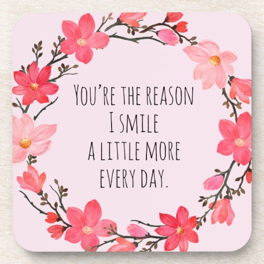  Blush Roze Bloemen Schattigee Typografie Bier Onderzetter (Voorkant)