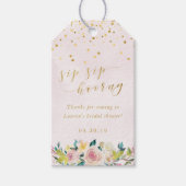 Blush Roze Bloemen Sip Hoera bruiloft Cadeaulabel (Voorkant)