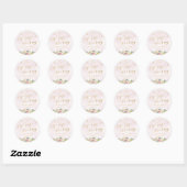 Blush Roze Bloemen Sip Hoera bruiloft Ronde Sticker (Vel)