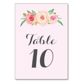Blush Roze Bloemen Tafel Aantal Kaarten